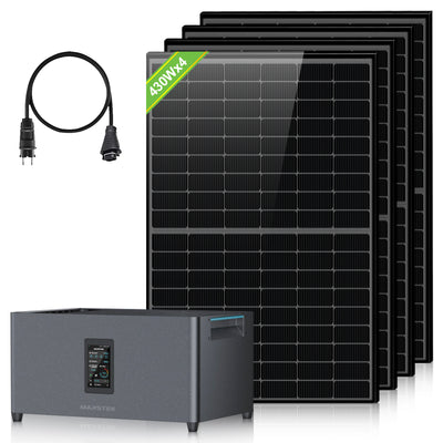 ECO-WORTHY Balkonkraftwerk mit Speicher | Marstek Jupiter C+ Energiespeicher, 4 x 430W Solarmodule, 4 MPPTs (PV max. 2400 W) | Plug-&-Play