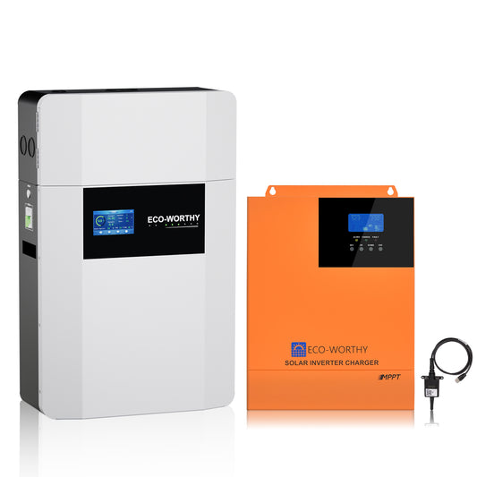 Eco-Worthy 48V 100Ah Wand-Innenbatterie und 48V 5000W All-in-One-Wechselrichter – Backup-Kit für Zuhause–Notstrom-Set
