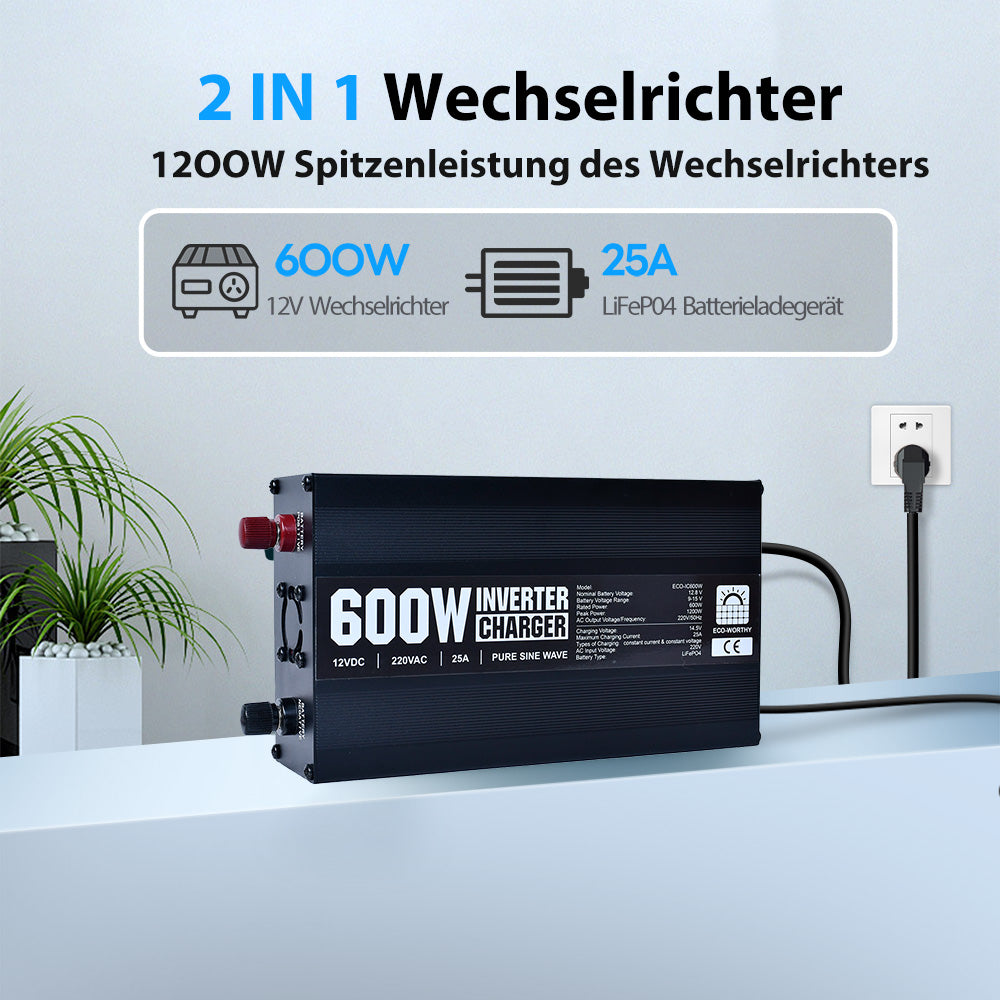 600WPureSineWaveInverterCharger12Vto220V_25ALifePO4BatteryCharger2-in-1forMotorhomes2