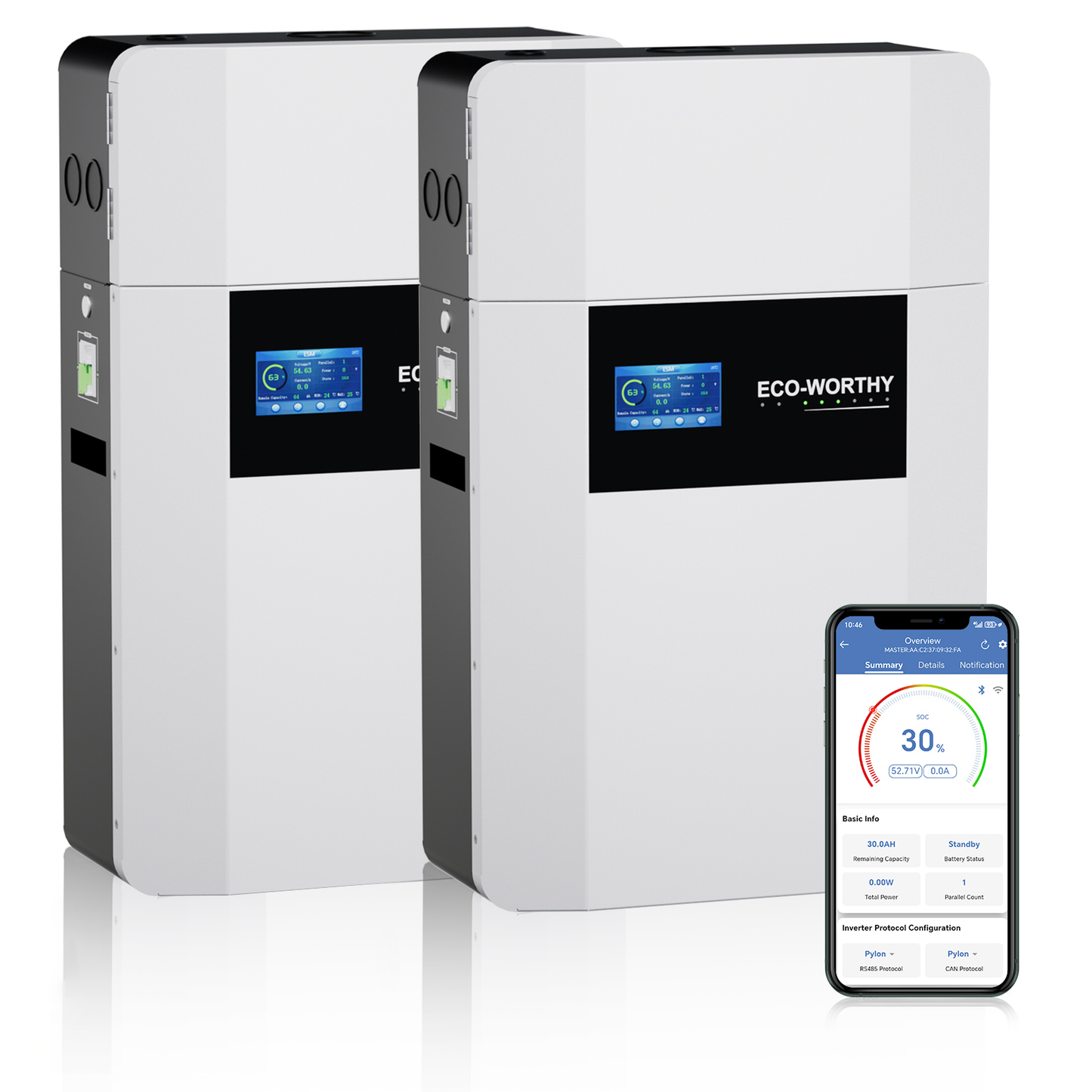 Eco-Worthy  48V 100Ah Wand-Innenbatterie mit Anschlussdos—Für niedrige Temperaturen geeignet—10 Jahre Garantie