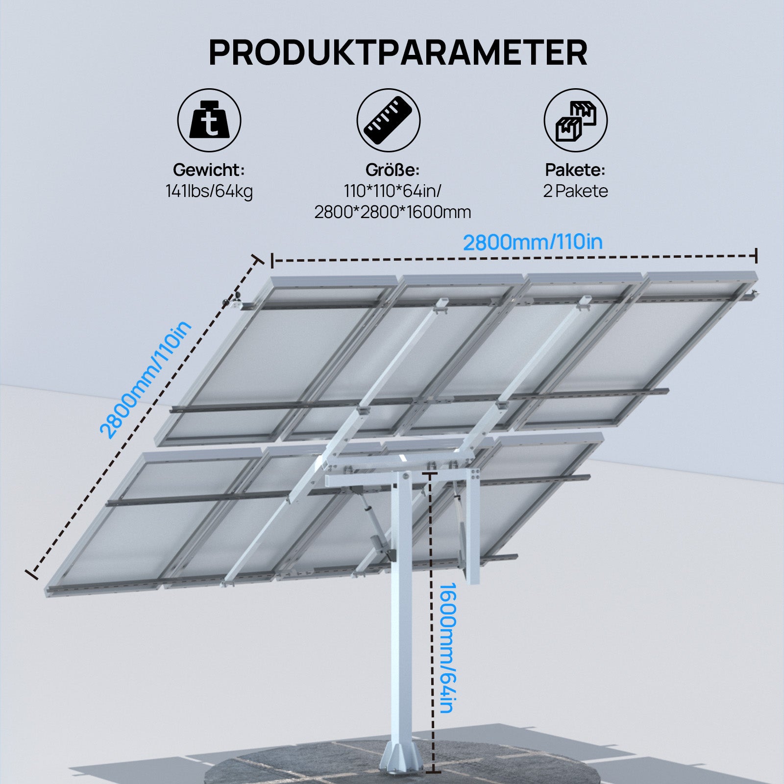 Dual Axis Solar Tracking System (Erweiterte Version, +40 % Effizienz) mit Tracking Controller-6