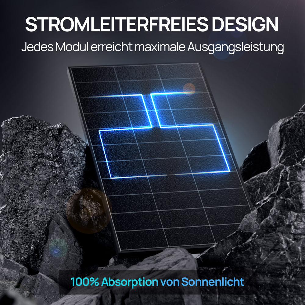 120W 12V Vollschwarzes BC Solarmodul. Leiterloses Design