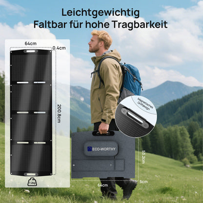 ECO-WORTHY 200Wp 24V Faltbares Solarpanel Pro für Camping, RV