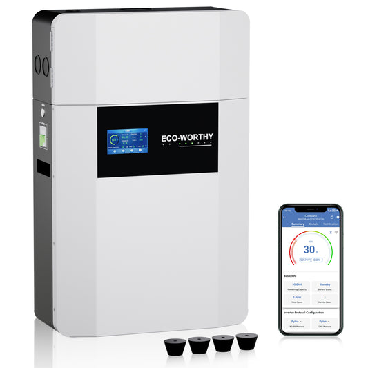 ECO-WORTHY 48V 100Ah Wand-Innenbatterie mit Anschlussdose | IEC 62619 | Für niedrige Temperaturen geeignet | 10 Jahre Garantie