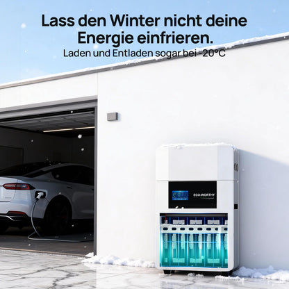 Eco-Worthy  48V 100Ah Wand-Innenbatterie mit Anschlussdos—Für niedrige Temperaturen geeignet—10 Jahre Garantie