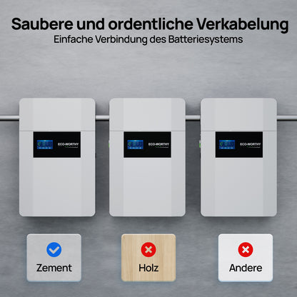 Eco-Worthy  48V 100Ah Wand-Innenbatterie mit Anschlussdos—Für niedrige Temperaturen geeignet—10 Jahre Garantie