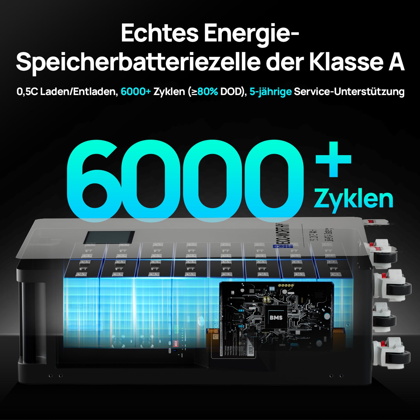 ECO-WORTHY 48V (51,2V) 314Ah LiFePO4-Batterie | Solarbatterie-Notstromversorgung für Zuhause
