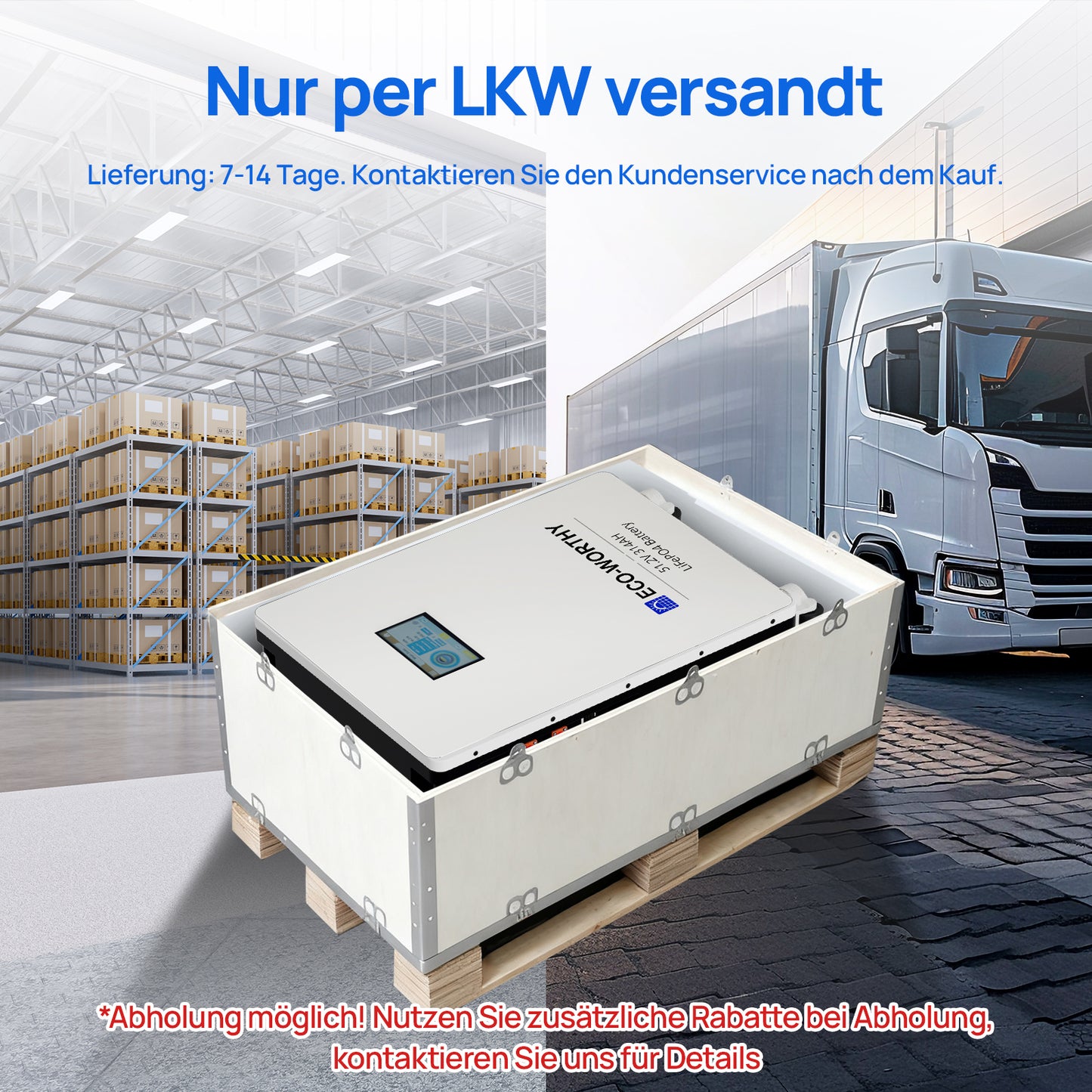 ECO-WORTHY 48V (51,2V) 314Ah LiFePO4-Batterie und 12KW 48Vdc-230/400Vac All-in-One-Wechselrichter dreiphasig Niederspannung SR