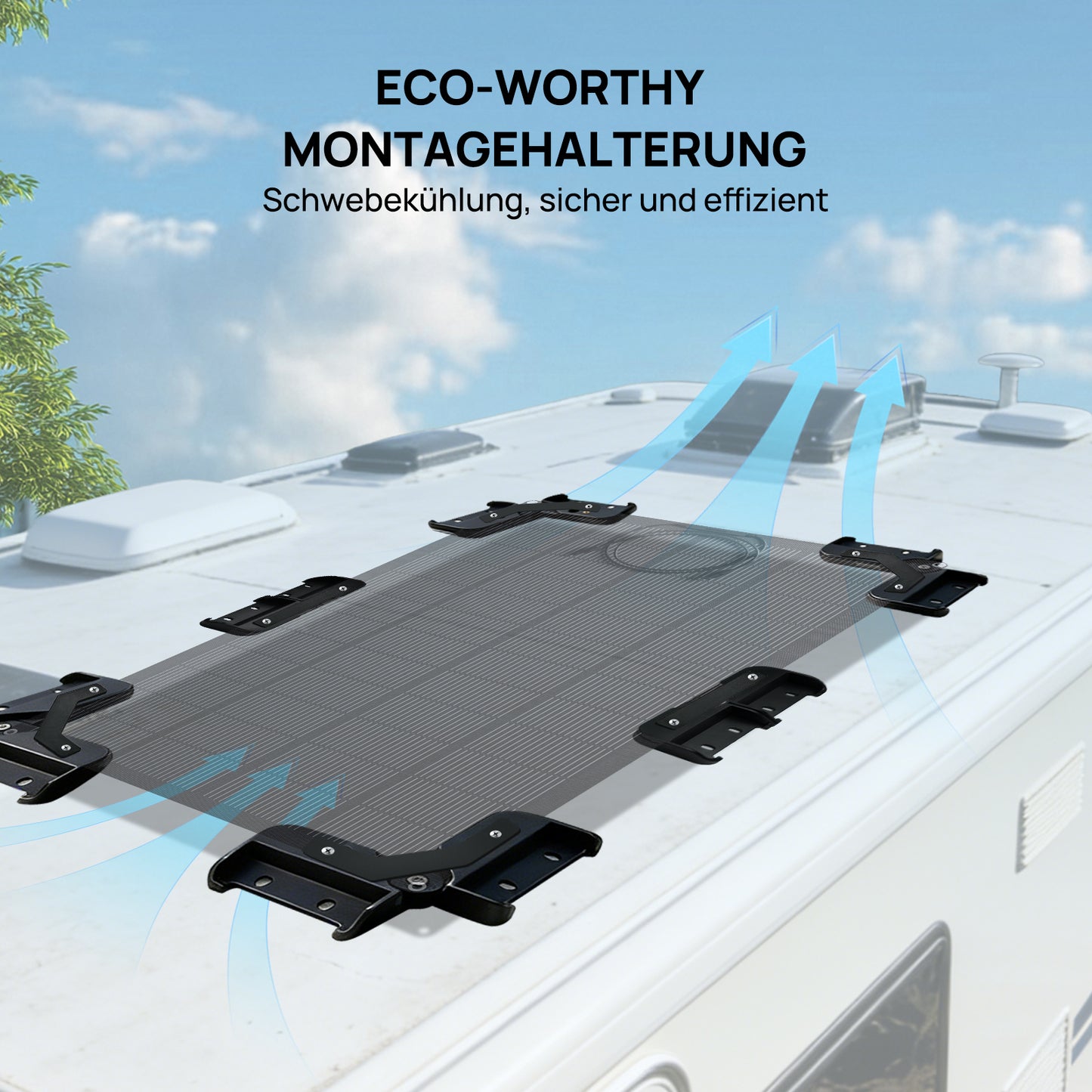 ECO-WORTHY Solarpanel Halterung mit Hängende Kühlkonstruktion I Geeignet für Camping Wohnmobil, Flachdach und Boot