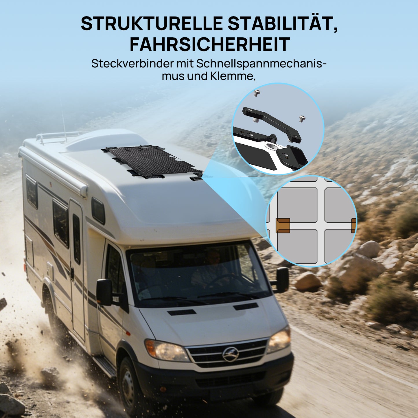 ECO-WORTHY Solarpanel Halterung mit Hängende Kühlkonstruktion I Geeignet für Camping Wohnmobil, Flachdach und Boot