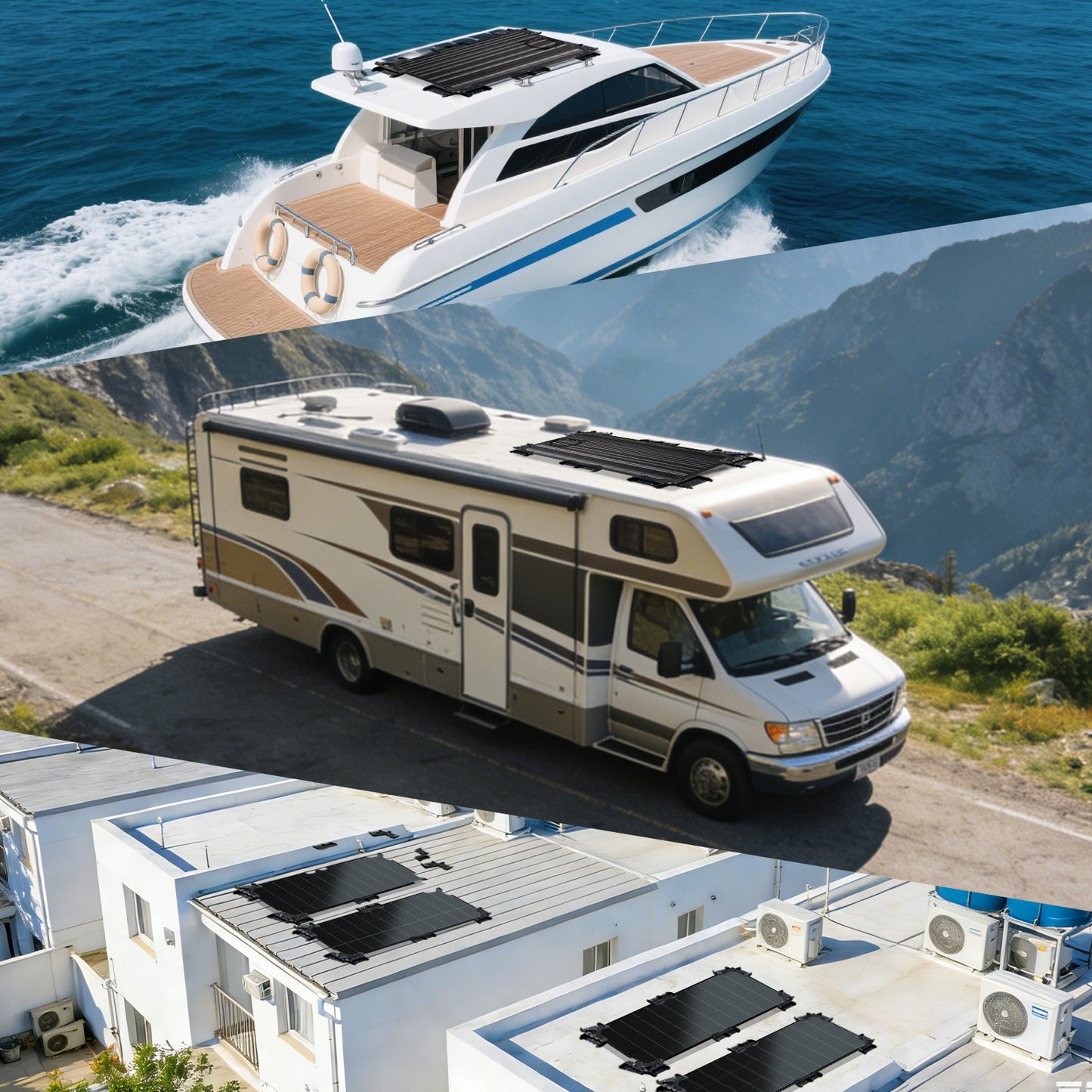 ECO-WORTHY Solarpanel Halterung mit Hängende Kühlkonstruktion I Geeignet für Camping Wohnmobil, Flachdach und Boot