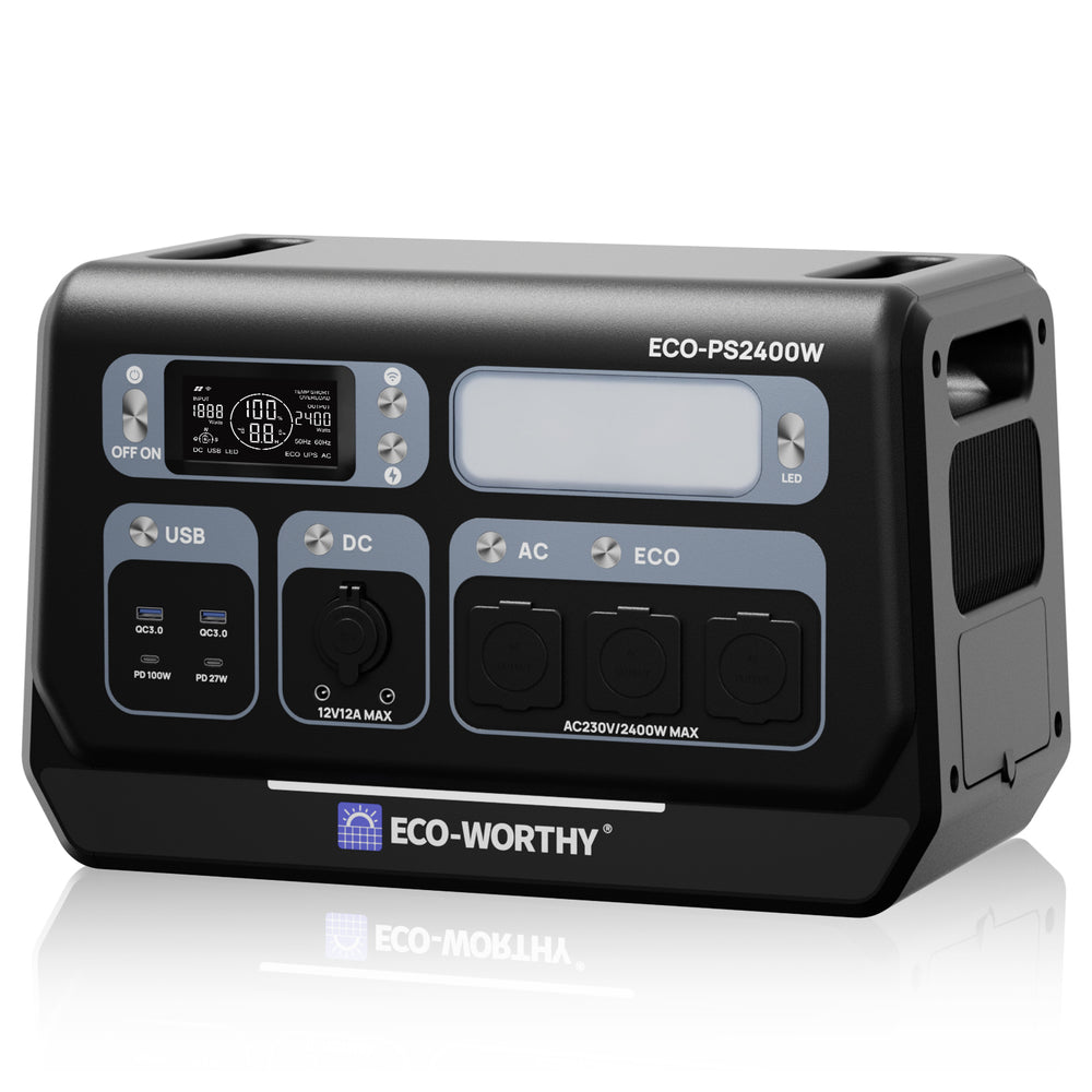 ECO-WORTHY Tragbare 2400W Powerstation mit 2048Wh Lithium-Batterie I WLAN und Bluetooth I Notstromversorgung geeignet für Wohnmobile, Camping und Haushalte