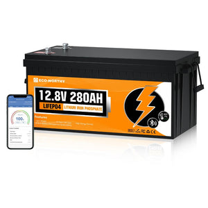 Eco-Worthy 12V 280Ah LiFePO4 Lithium Batterie mit Bluetooth und Untertemperaturschutz