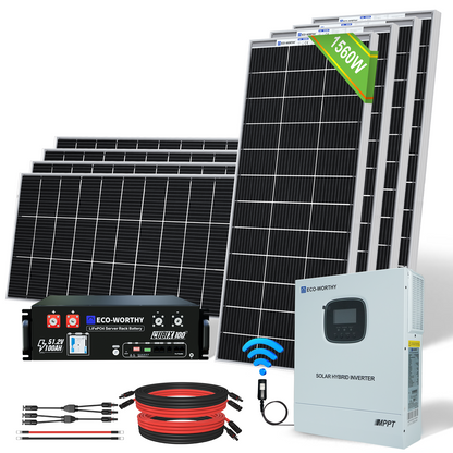 Eco-Worthy 1560W 48V (8 x Bifazial 195W), Komplettes MPPT-Off-Grid-Solar-Kit