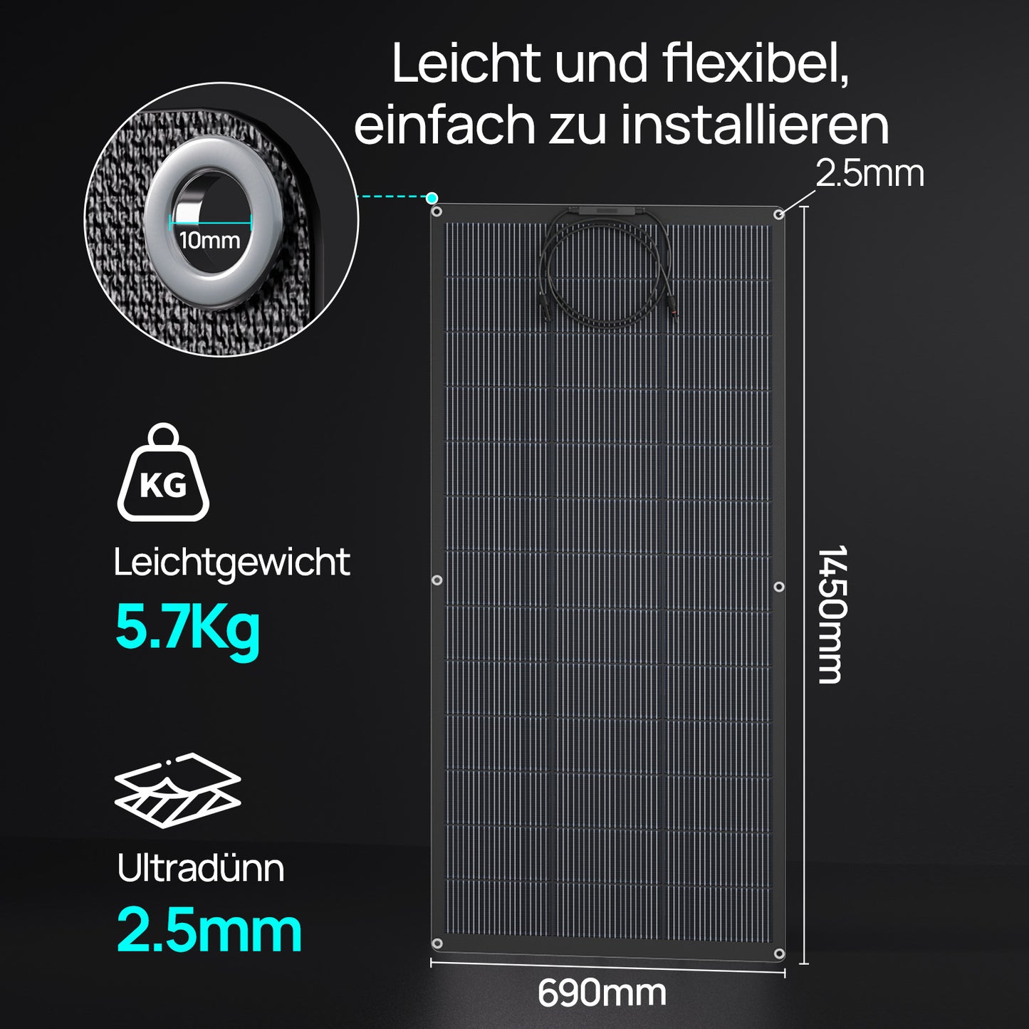 Eco-Worthy 200Wp 24V Flexibles Solarmodul Monokristallin
