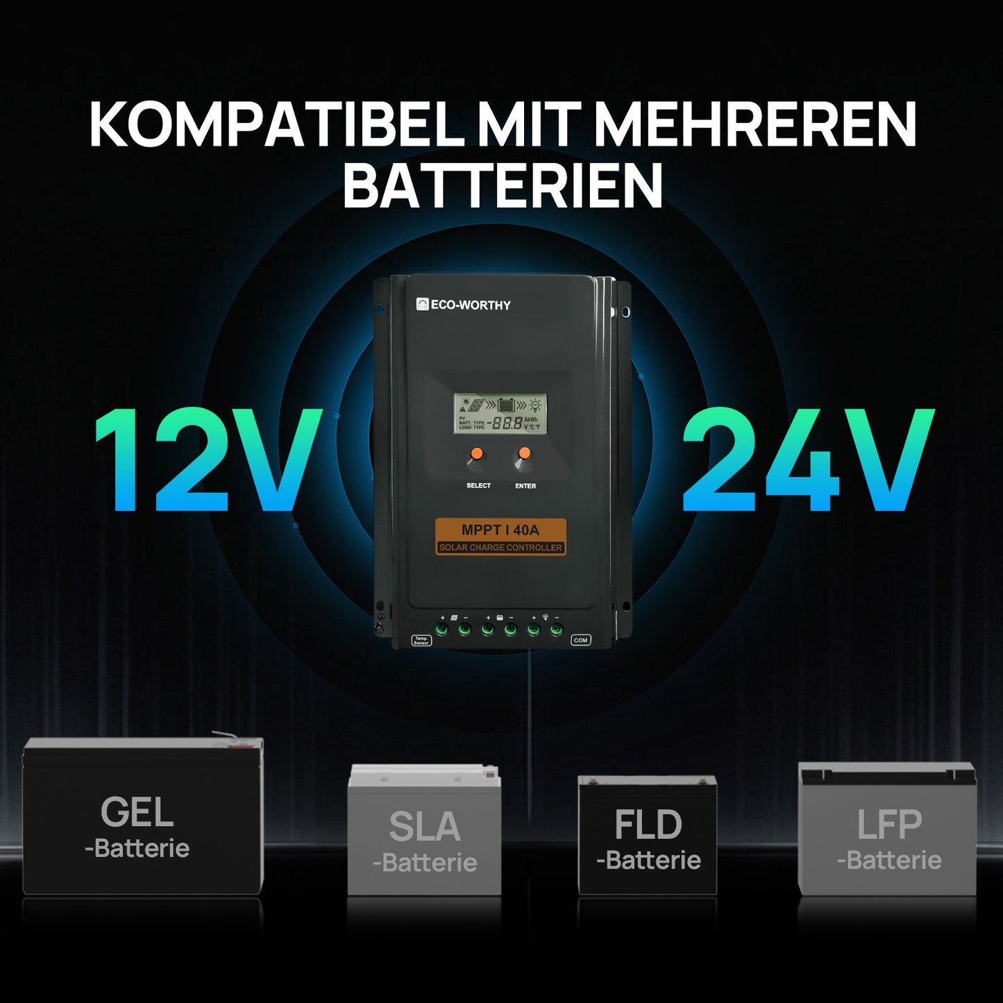 Eco-Worthy 24V 400W Komplettes autarkes Solarsystem