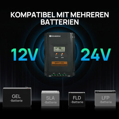 Eco-Worthy 24V 400W Komplettes autarkes Solarsystem