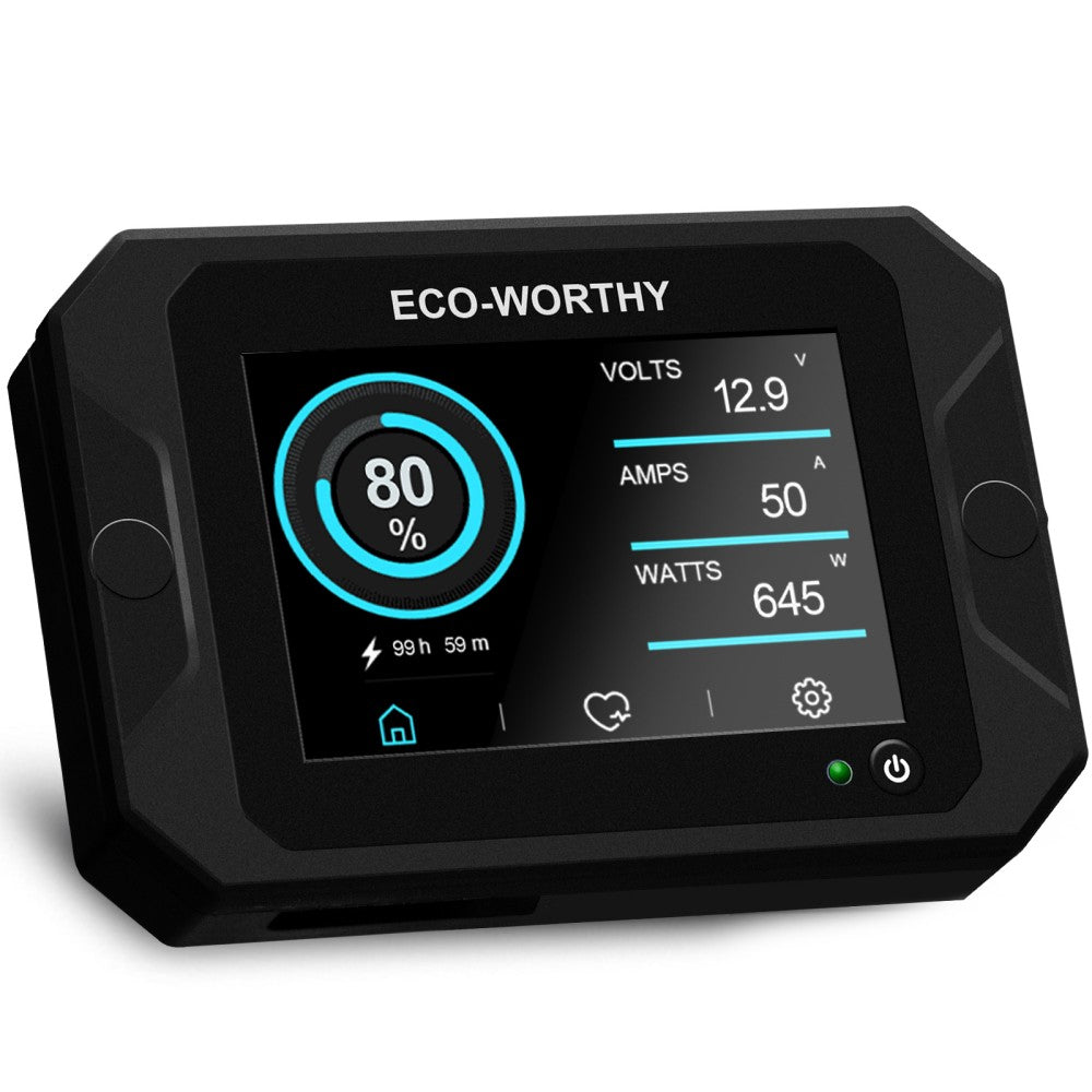 Eco-Worthy 300A 3,5 Zoll Batteriemonitor mit einstellbarer Helligkeit und Touchscreen-Steuerung