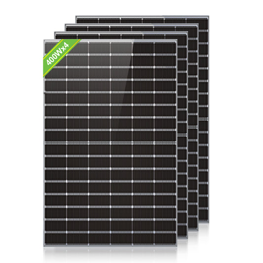 Eco-Worthy 400W*4 1600W N-Typ Monokristall Solarmodul | geeignet für Balkon Solarkraftwerke, netzgekoppelt und netzunabhängig