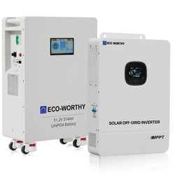 Eco-Worthy Heimspeicher Bündel—48V 314AH Lithium Batterie und 48V 10000W Solar Off-Grid All-in-One Wechselrichter