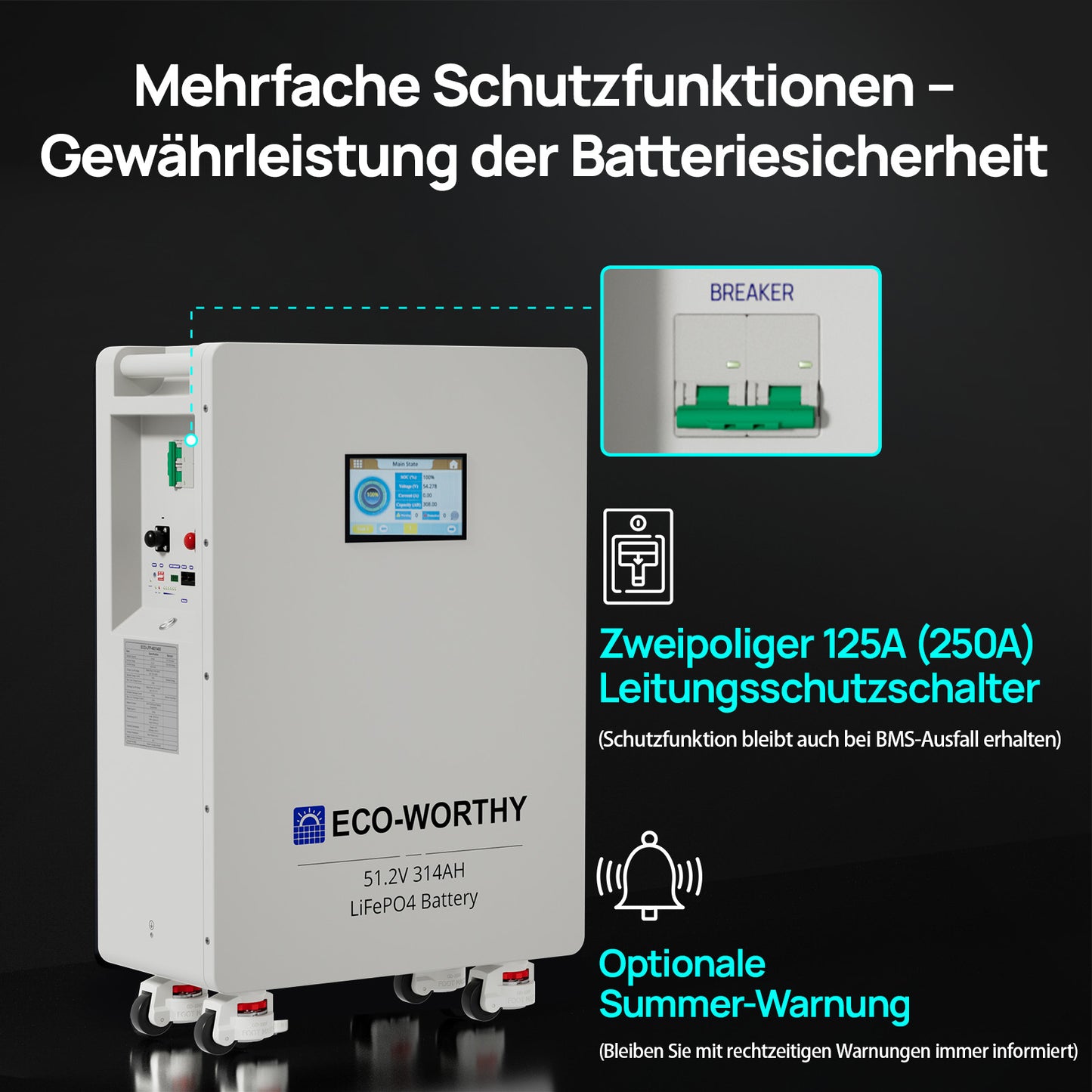 Eco-Worthy  Home Backup Solarstrom Bündel—48V 314AH Lithium Batterie und 48V 10000W Solar Off-Grid All-in-One Wechselrichter