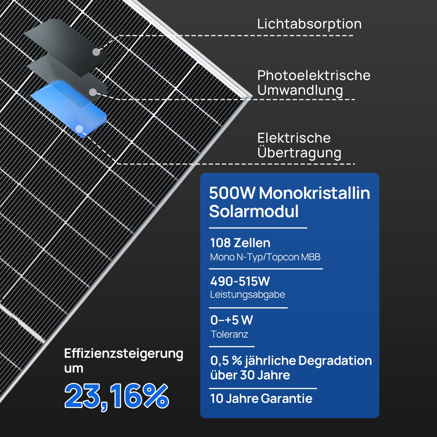 Eco-Worthy 500W monokristallines Solarmodul | geeignet für Balkon Photovoltaik