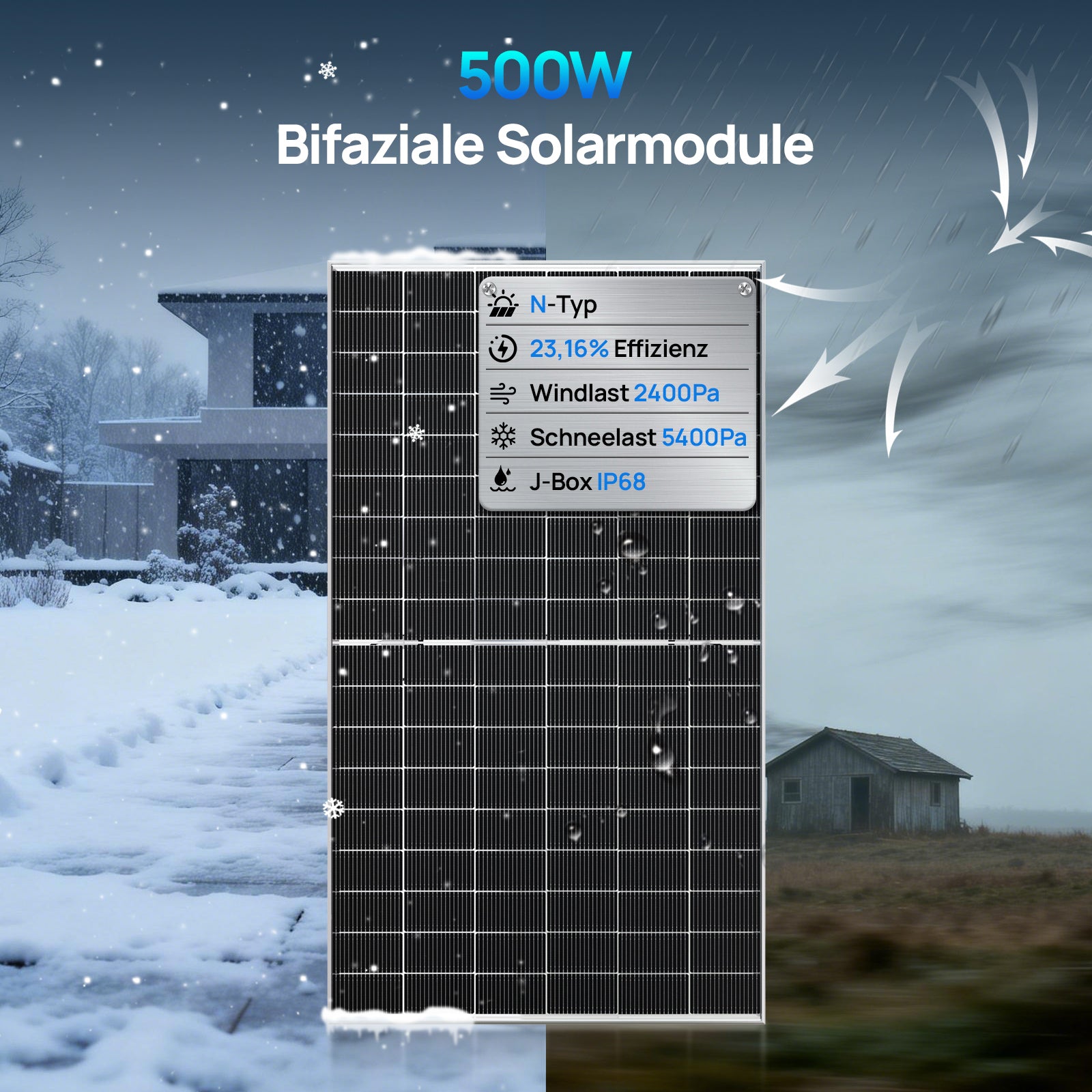Eco-Worthy 500W monokristallines Solarmodul | geeignet für Balkon Photovoltaik