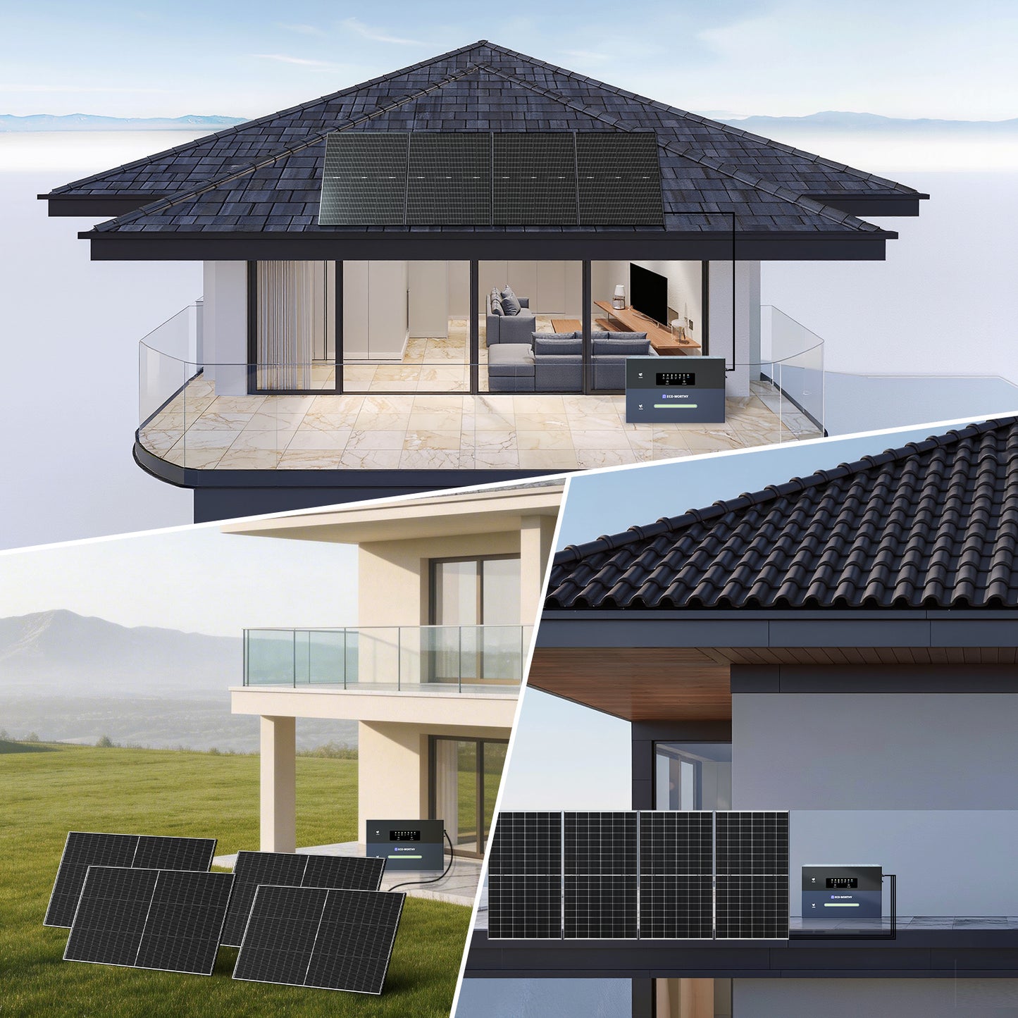 Eco-Worthy 500W monokristallines Solarmodul | geeignet für Balkon Photovoltaik