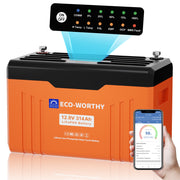 Eco-Worthy EnergyTrek-Serie 12V 314Ah LiFePO4 Lithium Batterie—Bluetooth und Untertemperaturschutz—LED-Statusleuchte