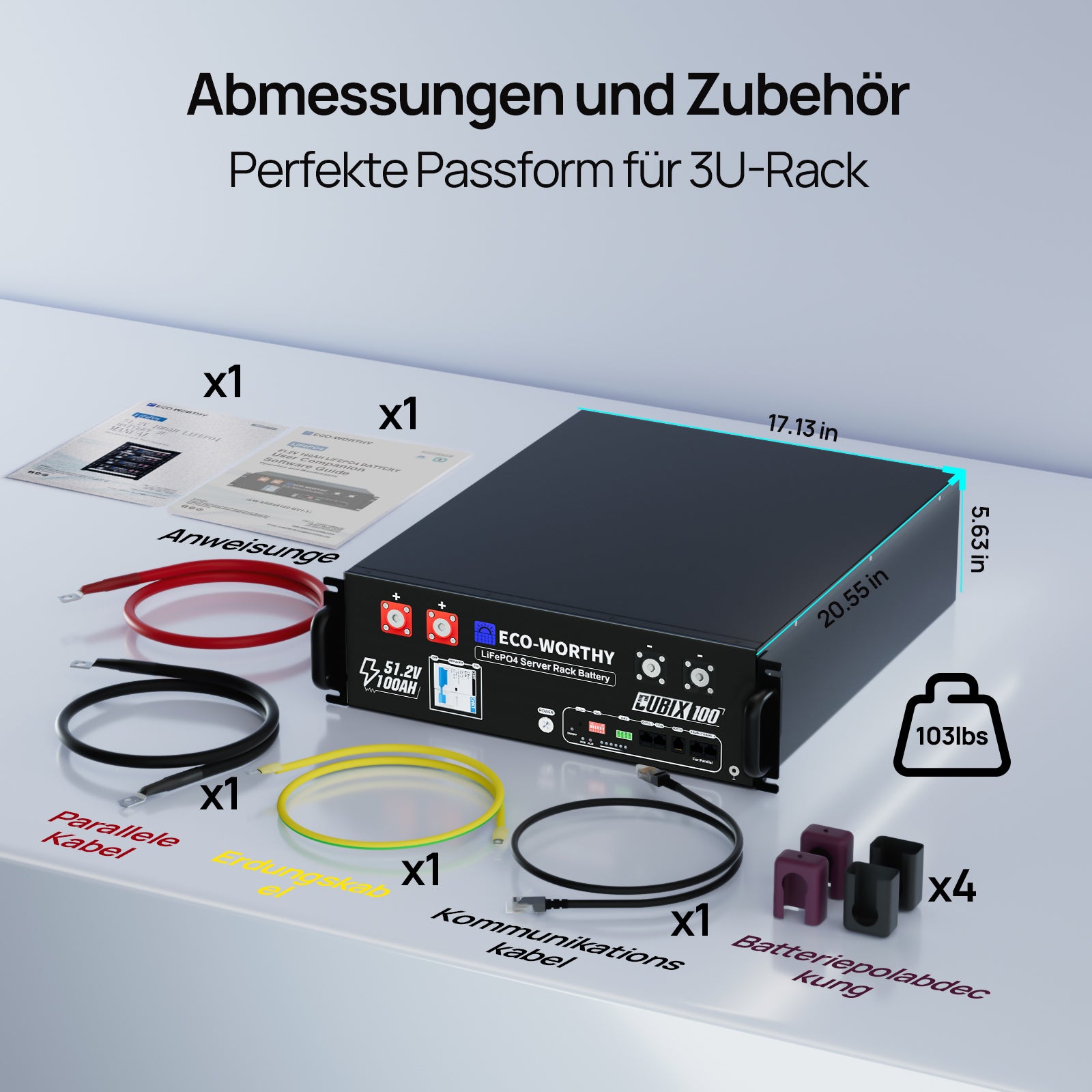 Eco-Worthy Heimspeicher Bündel—48V 100AH Lithium Batterie und 48V 3000W All-in-One-Wechselrichter