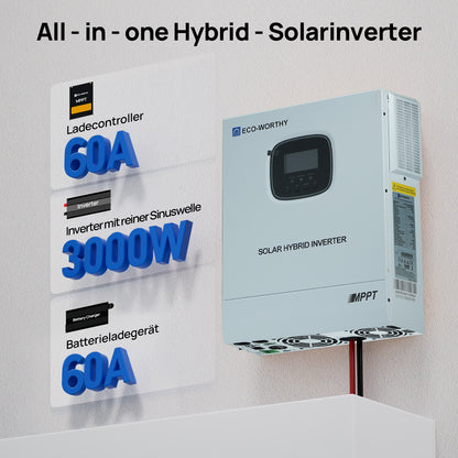 Eco-Worthy Heimspeicher Bündel—48V 100AH Lithium Batterie und 48V 3000W All-in-One-Wechselrichter