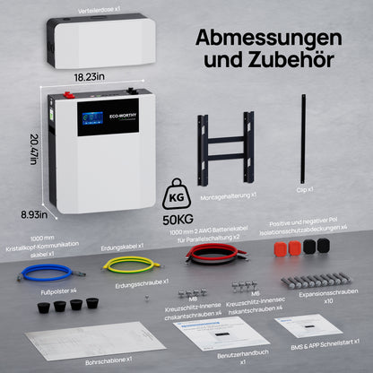 Eco-Worthy Heimspeicher Bündel—48V 100AH Lithium Batterie und 48V 3000W All-in-One-Wechselrichter