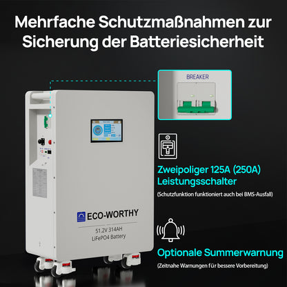 Eco-Worthy Heimspeicher Bündel—48V 314AH Lithium Batterie und 48V 5000W All-in-One-Wechselrichter