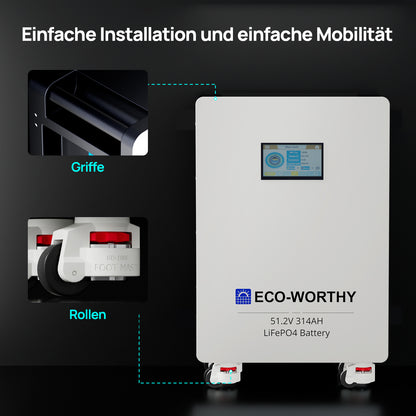 Eco-Worthy Heimspeicher Bündel—48V 314AH Lithium Batterie und 48V 5000W All-in-One-Wechselrichter