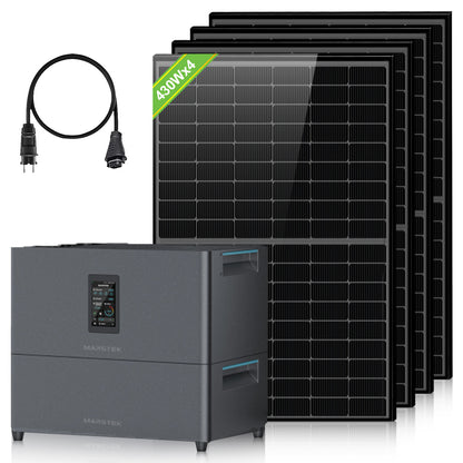 ECO-WORTHY Balkonkraftwerk mit Speicher | Marstek Jupiter C+ Energiespeicher, 4 x 430W Solarmodule, 4 MPPTs (PV max. 2400 W) | Plug-&-Play