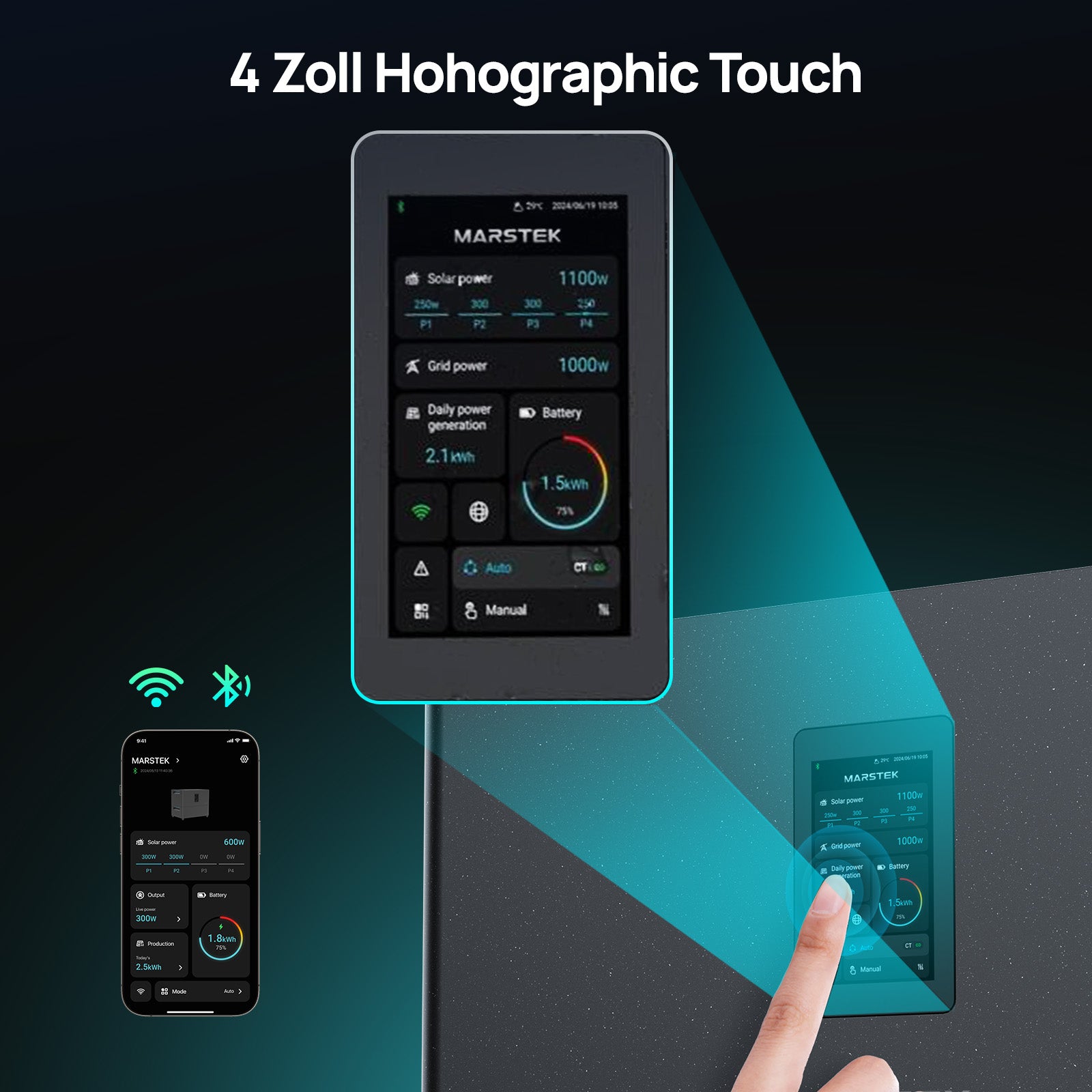 Kit Solaire Balcon 5120Wh mit Marstek Jupiter C+ Energiespeicher, 4 x 430W Solarmodule, 4 MPPTs (PV max. 2400 W) | Plug-&-Play | Komplettes Solarsystem-Set fürs Dach