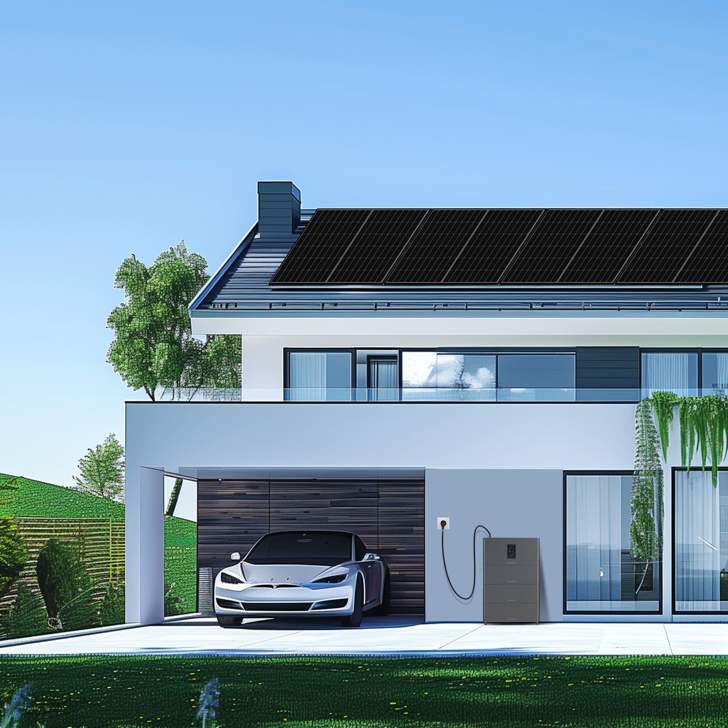 Kit Solaire Balcon 5120Wh mit Marstek Jupiter C+ Energiespeicher, 4 x 430W Solarmodule, 4 MPPTs (PV max. 2400 W) | Plug-&-Play | Komplettes Solarsystem-Set fürs Dach