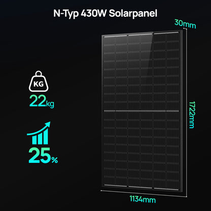 ECO-WORTHY Balkonkraftwerk mit Speicher | Marstek Jupiter C+ Energiespeicher, 4 x 430W Solarmodule, 4 MPPTs (PV max. 2400 W) | Plug-&-Play