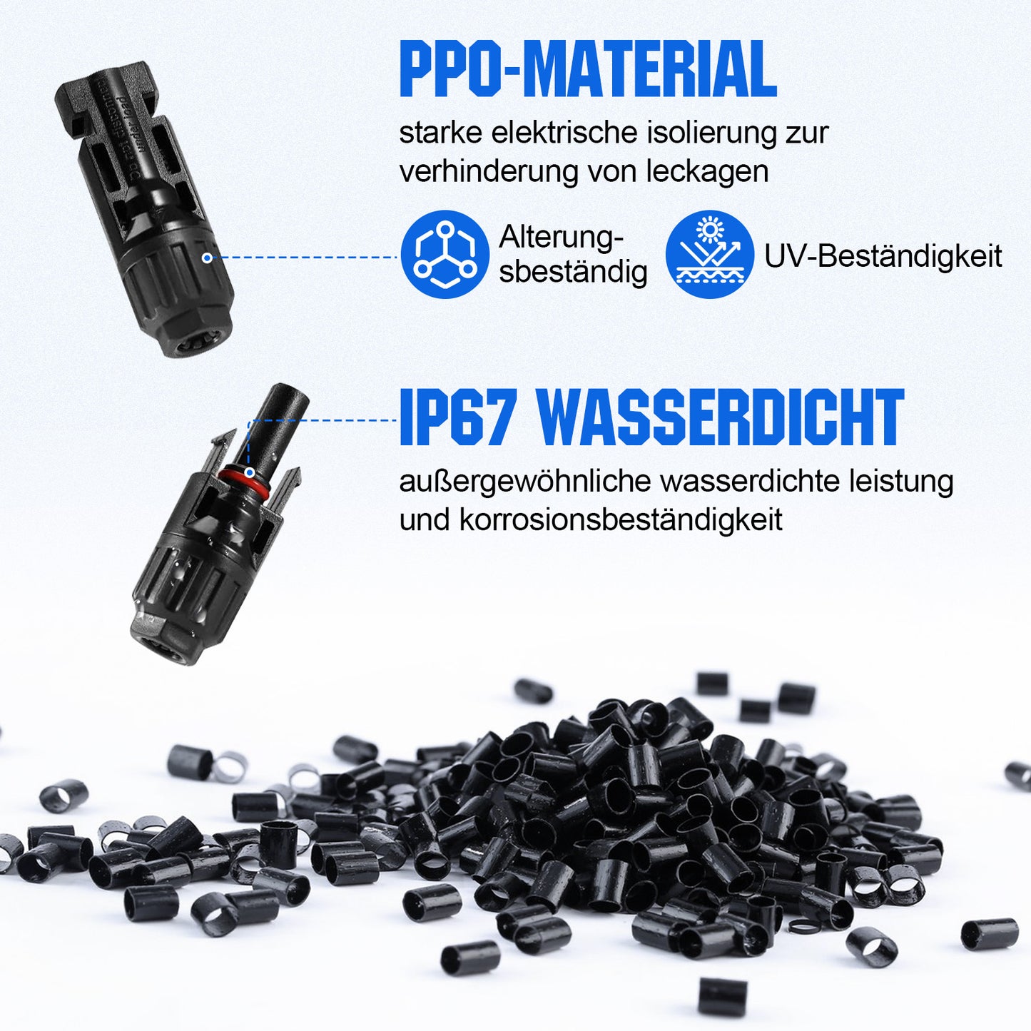 Solar Crimpzangen Set für 2,5/4,0/6,0mm² Solarkabel, 10 Paar Solarstecker + 2 x Solarschlüssel, Set für Solarinstallation, Photovoltaik