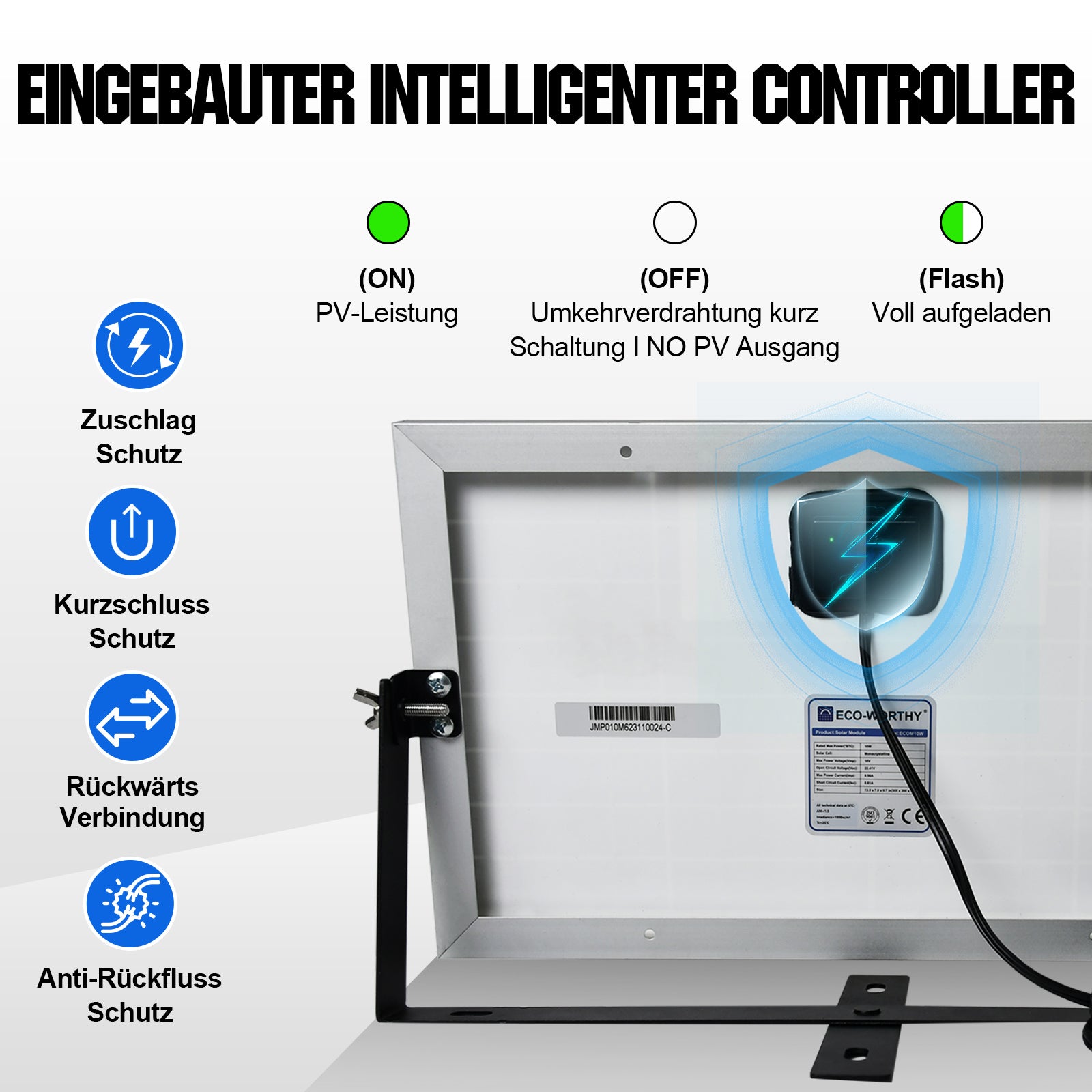 Verbesserte10W12VmonokristallinesSolarmodulLadegeratKitmitErhaltungsladung2