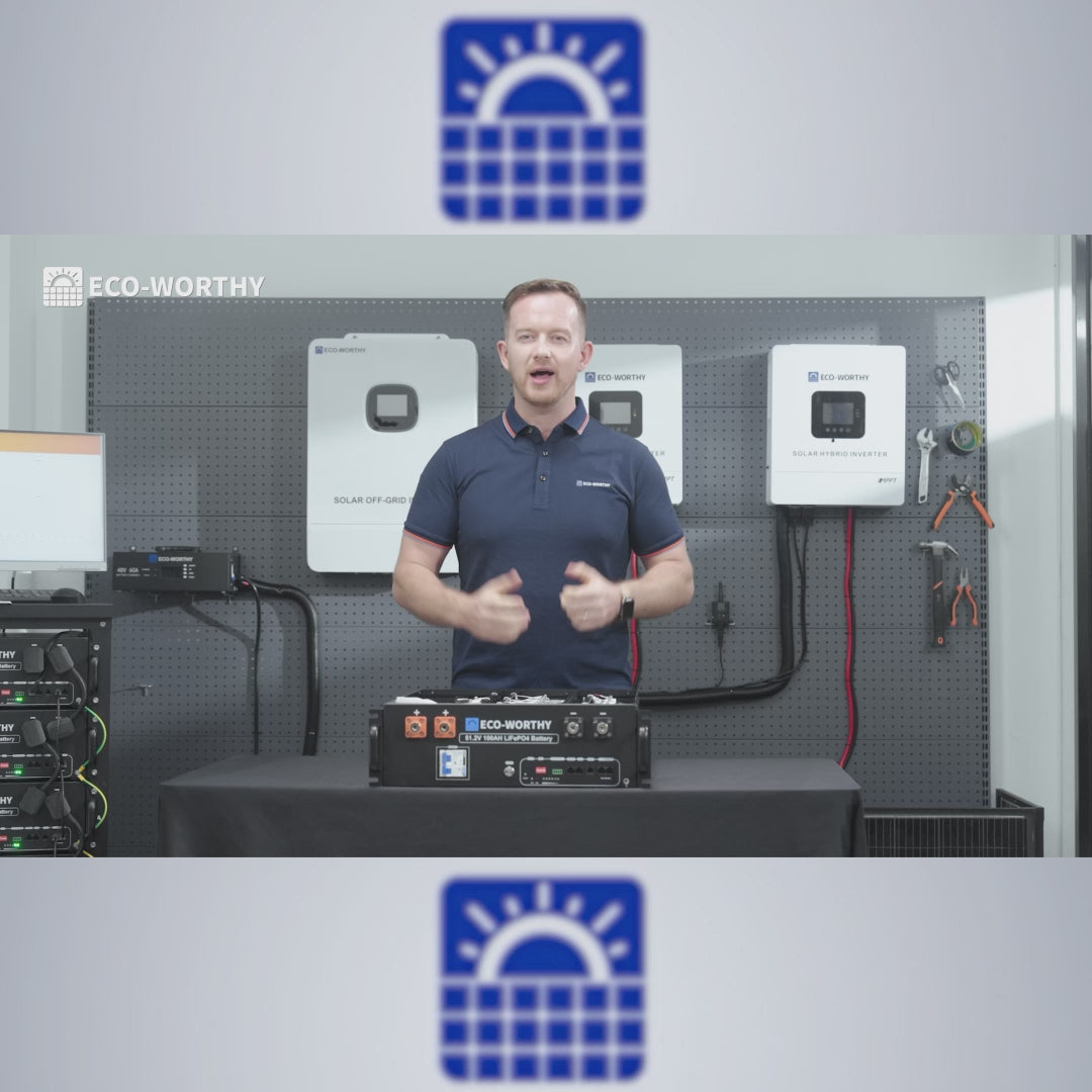 ECO-WORTHY 48V (51,2V) 100Ah Server-Rack-Batterie | IEC 62619-Zertifizierung | Bluetooth und WLAN