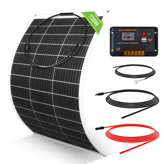 Wohnmobile 130Wp 260Wp 390Wp 520Wp 12V Basispaket Solaranlage mit 130Wp Semi-Flexibles Solarmodul