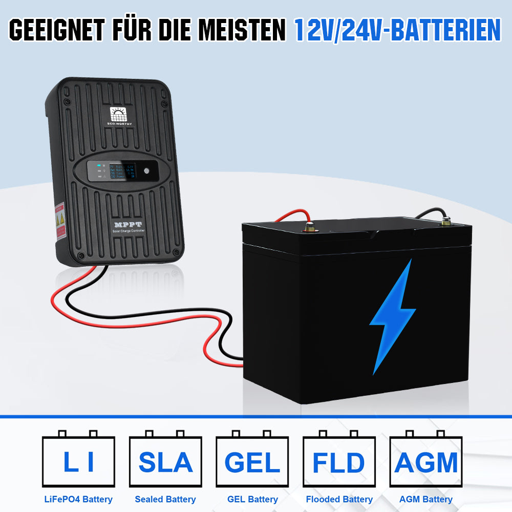 Produktbild von Mophorn 50A MPPT Solarladeregler, 12V/24V Automatischer DC-Eingang
